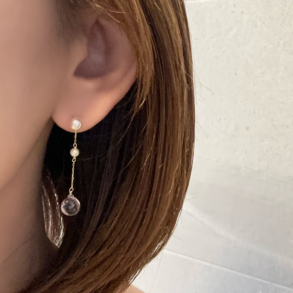 一点もの k10/k18 ametrine  pearl station ピアス イヤリング