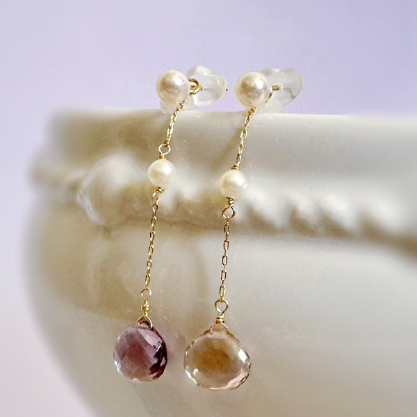 一点もの k10/k18 ametrine  pearl station ピアス イヤリング
