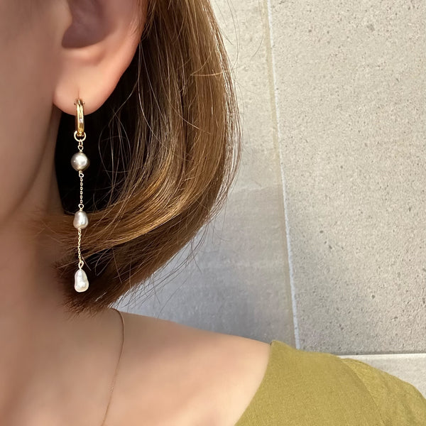 Tahiti keshi pearl 3 station ピアス イヤリング