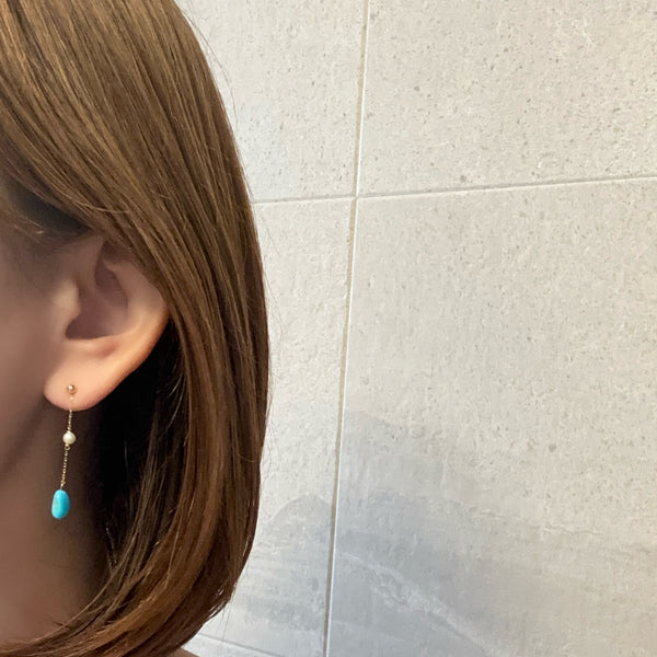 k10/k18  sleeping beauty turquoise  pearl station ピアス イヤリング