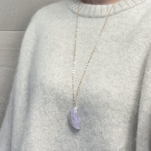一点もの amethyst agate half moon necklace