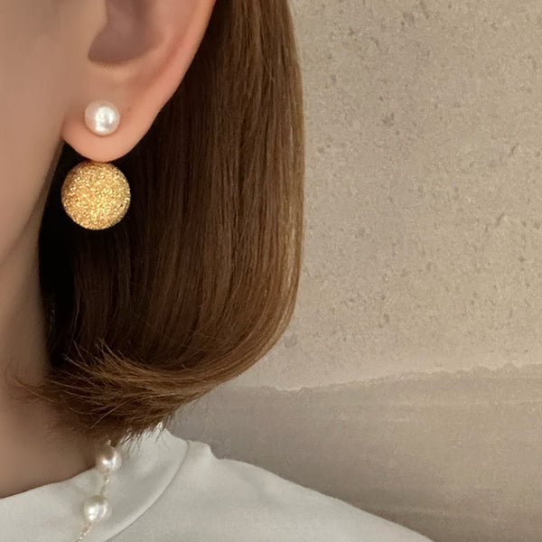 silver ball pearl catch ピアス gold silver