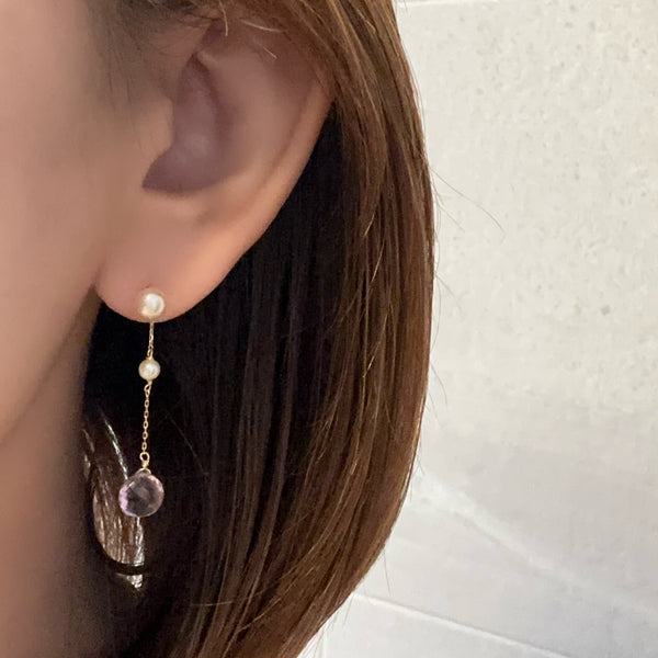 一点もの k10/k18 ametrine  pearl station ピアス イヤリング