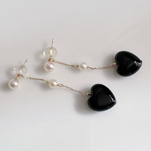 k10/k18 onyx coeur station  pearl charm ピアス イヤリング
