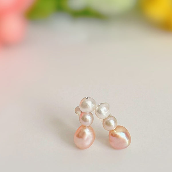 nuance  pearl 3 line  ピアス イヤリング pink