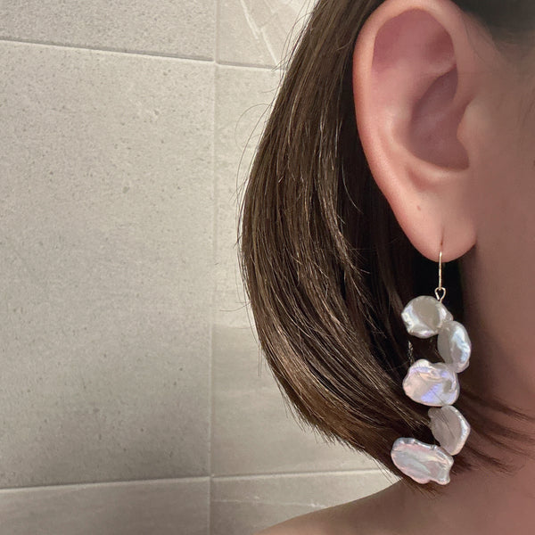 Petal 5 pearl wedding earrings