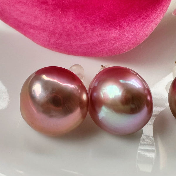 一点もの pink purple  pearl ピアス イヤリング