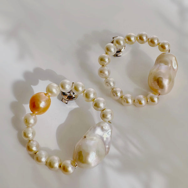 baroque  pearl circle pin brooch