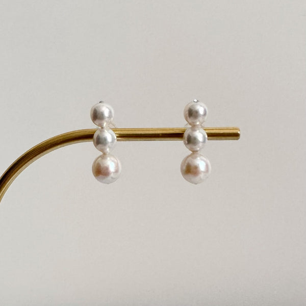 k18 Akoya  3pearl  ピアス イヤリング