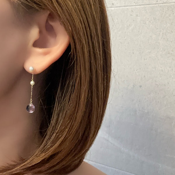 一点もの k10/k18 ametrine  pearl station ピアス イヤリング
