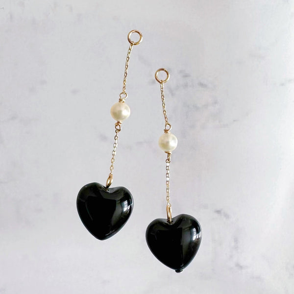 k10/k18 onyx coeur station  pearl charm ピアス イヤリング