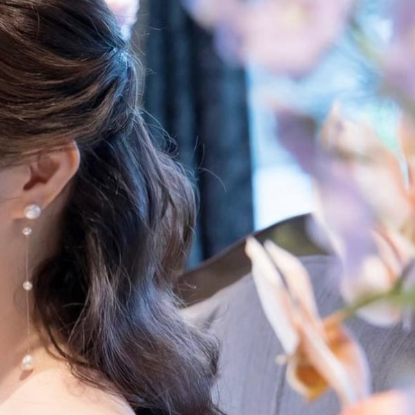 No.4 asymmetry  station pearl long weddingピアス  イヤリング - hikari pearl.