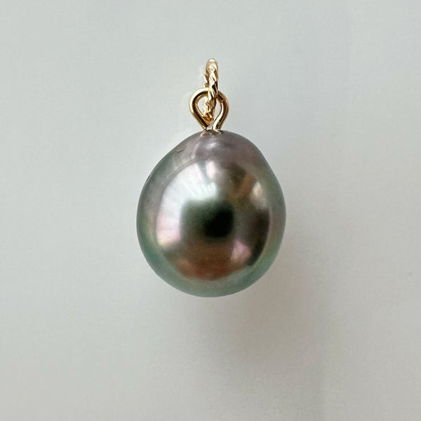一点もの Tahiti  pearl  green 12.4mm pendanttop necklace