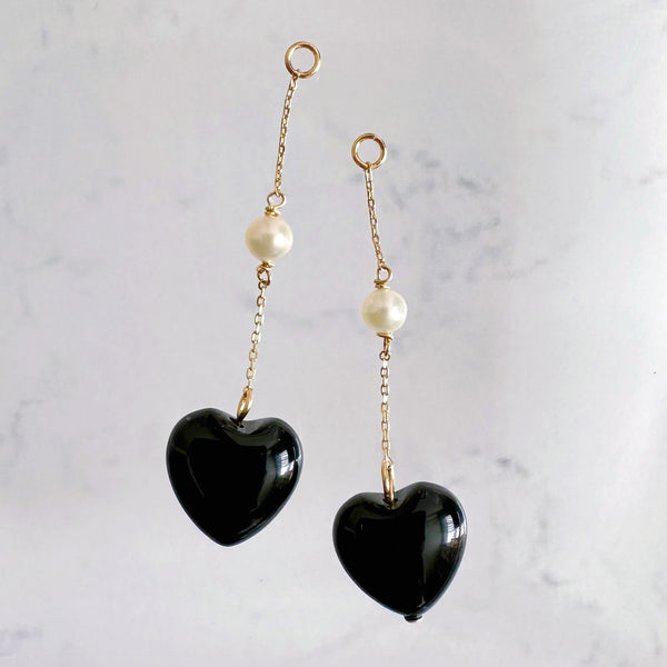 k10/k18 onyx coeur station  pearl charm ピアス イヤリング