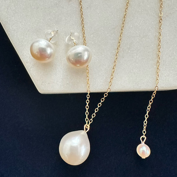 tear drop long necklace and earrings set