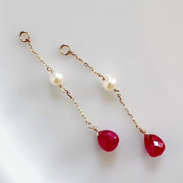 一点もの k10/k18 ruby  pearl station charm ピアス イヤリング
