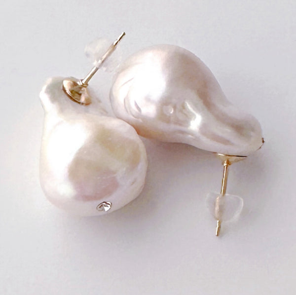 oyster baroque  crystal nudeピアス イヤリング - hikari pearl.