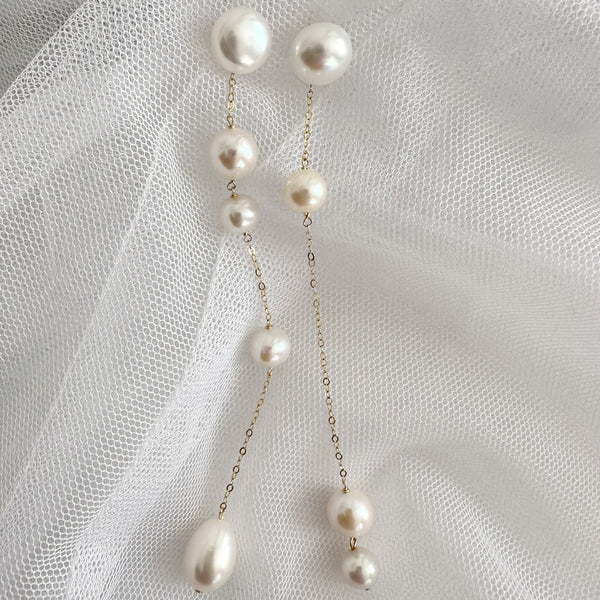 No.17 asymmetry wedding long ピアス イヤリング - hikari pearl.