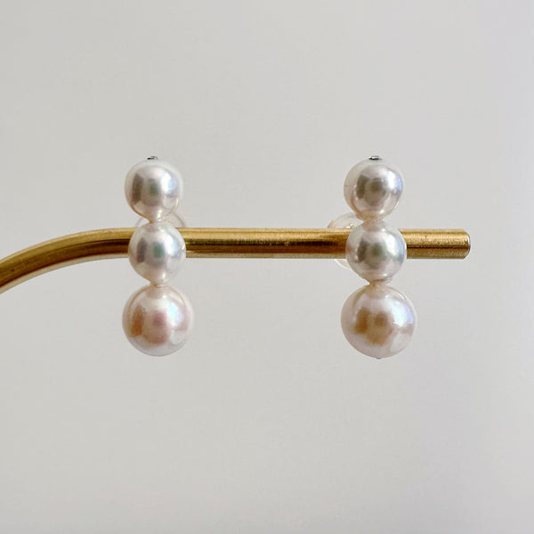 k18 Akoya  3pearl  ピアス イヤリング