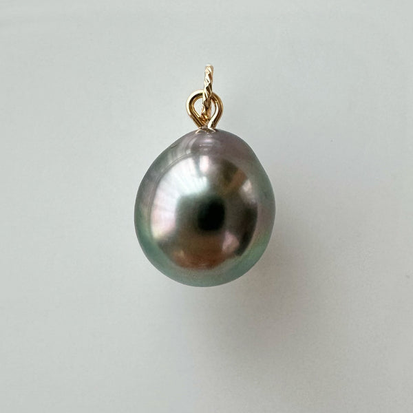 一点もの Tahiti  pearl  green 12.4mm pendanttop necklace