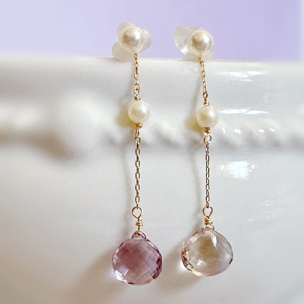 一点もの k10/k18 ametrine  pearl station ピアス イヤリング