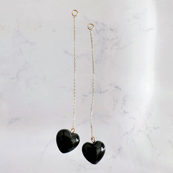 k10/k18 onyx coeur long chain charm ピアス イヤリング