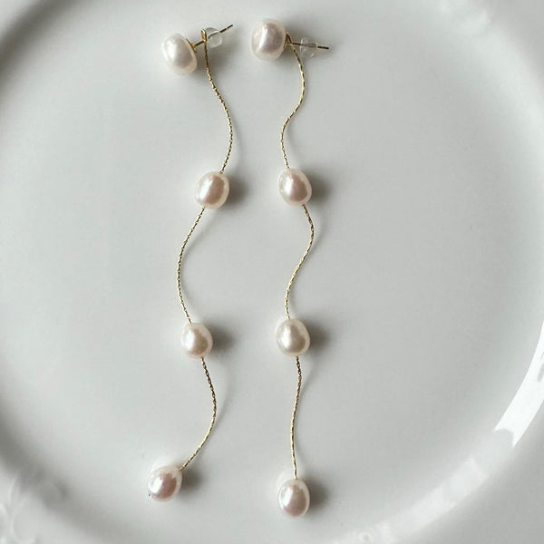 No.9 egg  pearl  station long weddingピアス イヤリング - hikari pearl.