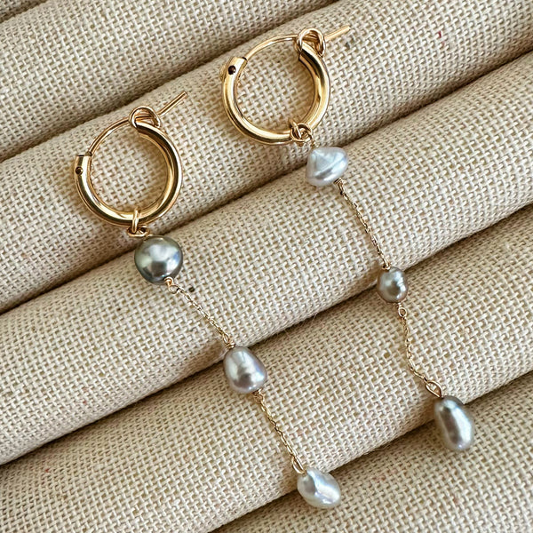 Tahiti keshi pearl 3 station ピアス イヤリング