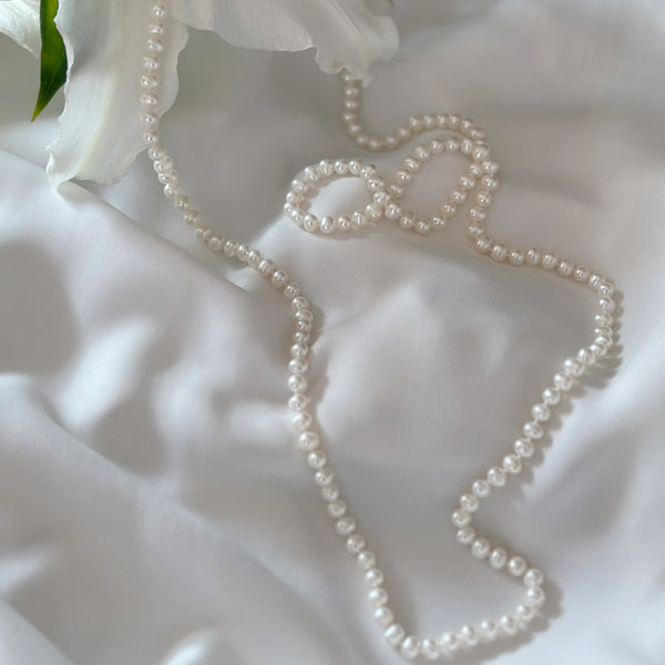 freshwater pearl long necklace all knot 120cm