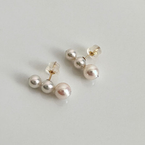 k18 Akoya  3pearl  ピアス イヤリング