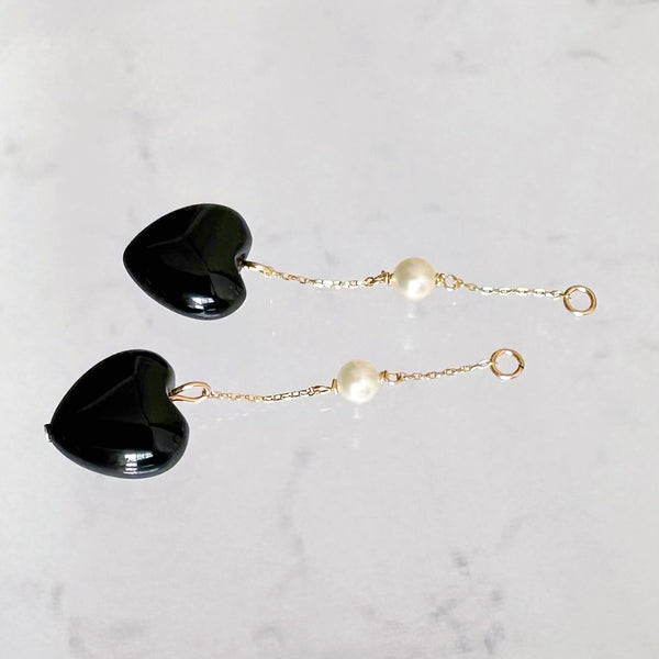 k10/k18 onyx coeur station  pearl charm ピアス イヤリング