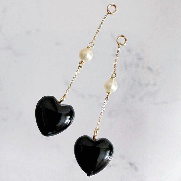 k10/k18 onyx coeur station  pearl charm ピアス イヤリング