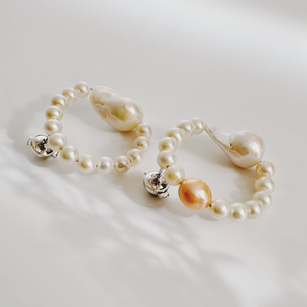 baroque  pearl circle pin brooch