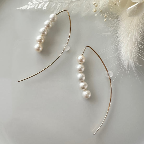 14kgf  5  pearls marquis ピアス - hikari pearl.