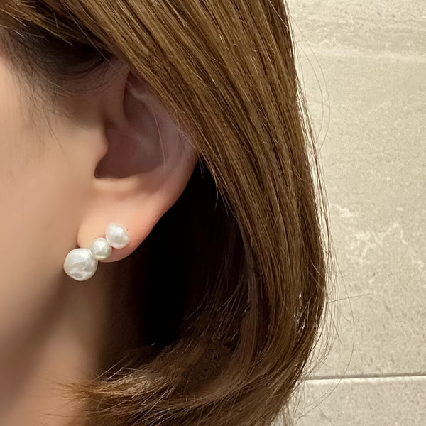 nuance  pearl 3 line  ピアス イヤリング white