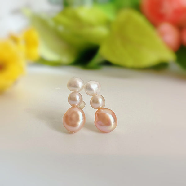 nuance  pearl 3 line  ピアス イヤリング pink