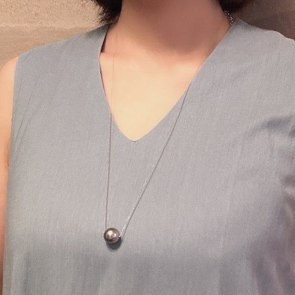 一点もの gray tahiti  pearl 13.4mm ネックレス 70cm
