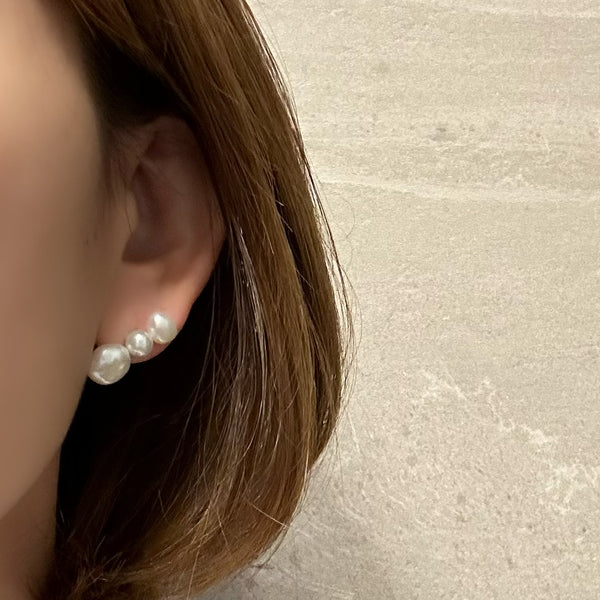 nuance  pearl 3 line  ピアス イヤリング white