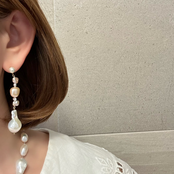 oyster baroque  pearl nuance ピアス イヤリング pink