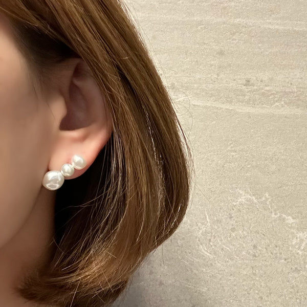 nuance  pearl 3 line  ピアス イヤリング white