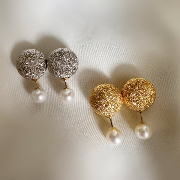 silver ball pearl catch ピアス gold silver
