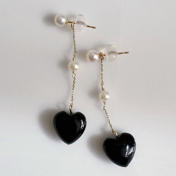 k10/k18 onyx coeur station  pearl charm ピアス イヤリング