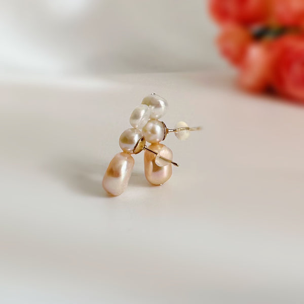 nuance  pearl 3 line  ピアス イヤリング pink