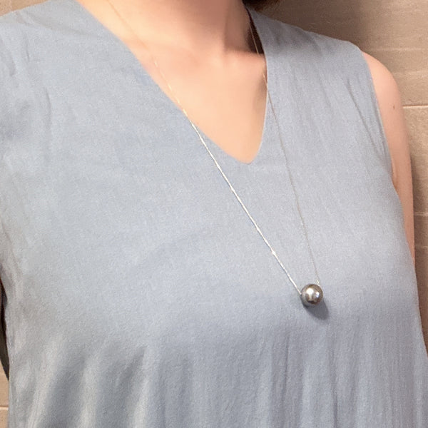 一点もの gray tahiti  pearl 13.4mm ネックレス 70cm