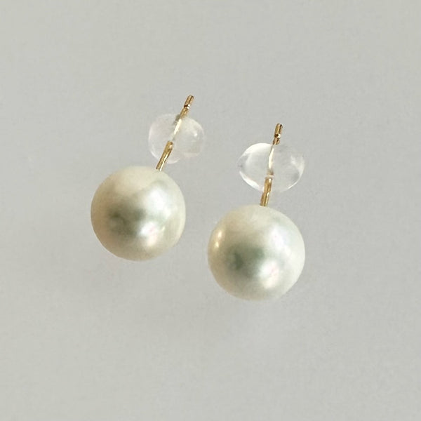 Fresh water  pearl round 8mm nudeピアス イヤリング - hikari pearl.