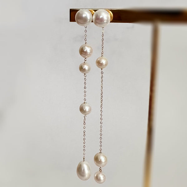 No.17 asymmetry wedding long ピアス イヤリング - hikari pearl.