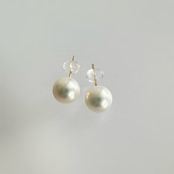 Fresh water  pearl round 8mm nudeピアス イヤリング - hikari pearl.