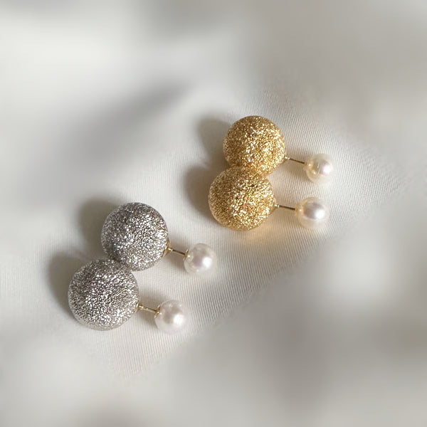 silver ball pearl catch ピアス gold silver