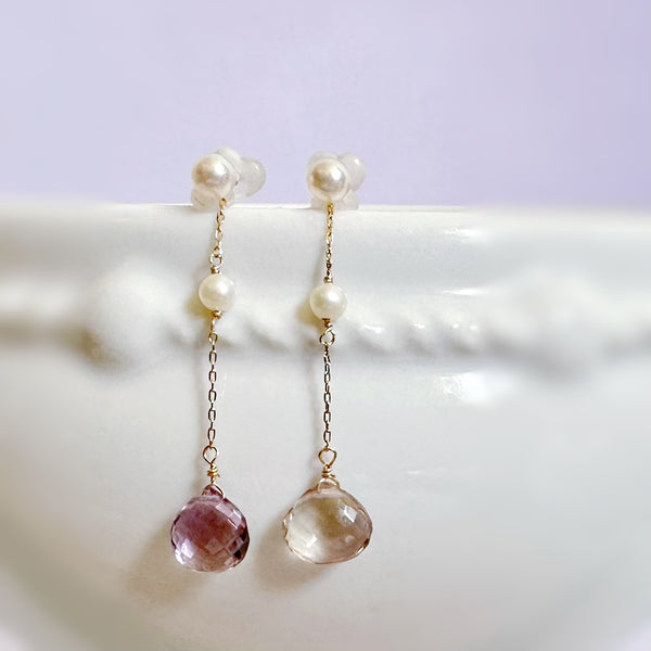 一点もの k10/k18 ametrine  pearl station ピアス イヤリング