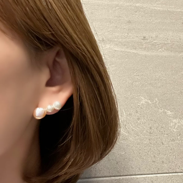 nuance  pearl 3 line  ピアス イヤリング pink